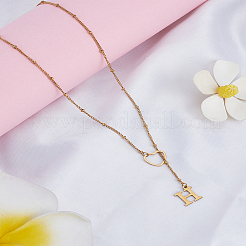 1Pc Letter & Heart Stainless Steel Lariat Necklaces for Women&nbsp;NJEW-LP0002-87G-H