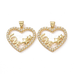 Brass Cubic Zirconia Pendants&nbsp;KK-G453-01G-02