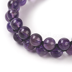 Adjustable Natural Amethyst Braided Bead Bracelets&nbsp;BJEW-E351-01F