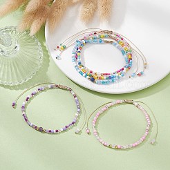 Natural Mixed Gemstone & Glass Seed Braided Bead Bracelets&nbsp;BJEW-JB09529