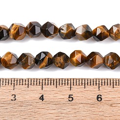 Faceted Natural Tiger Eye Beads Strands&nbsp;G-K066-01-10mm