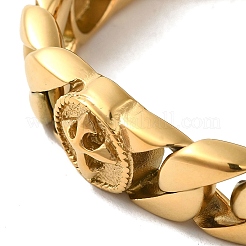 Ion Plating(IP) 304 Stainless Steel Cross Cuban Link Chain Bracelets for Women Men&nbsp;BJEW-Q341-02G