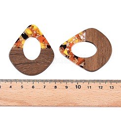 Transparent Resin and Walnut Wood Pendants&nbsp;RESI-T057-07M