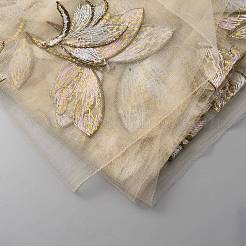 Mesh Embroidered Lace Fabric&nbsp;OCOR-WH0082-14