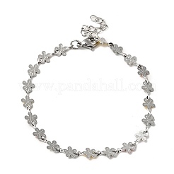 Colorful Enamel Flower Link Chain Bracelet&nbsp;BJEW-C023-02P