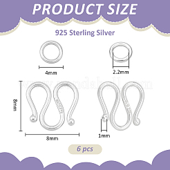 925 Sterling Silver S-Hook Clasps&nbsp;STER-BC0004-04A