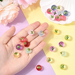 24Pcs 12 Colors Transparent Glass Apple Pendants&nbsp;DGLA-YW0001-46