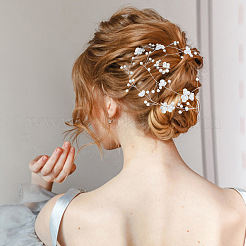 1Pc Wedding Bridal Flower Pearl Headband Hair Vine&nbsp;OHAR-GO0001-07