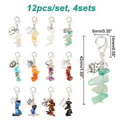48Pcs 12 Style Gemstone Chips Beaded Pendant Decorations&nbsp;HJEW-CA0001-29