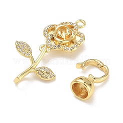 Brass Micro Pave Clear Cubic Zirconia Clasps&nbsp;KK-K428-08G