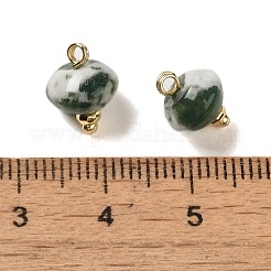 Natural Tree Agate Rondelle Charms with Rack Plating Brass Loops&nbsp;G-G110-05B-12