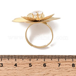 201 Stainless Steel Pave Single Cubic Zirconia Adjustable Cuff Rings for Women&nbsp;RJEW-K318-02A-G