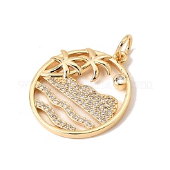 Brass Micro Pave Clear Cubic Zirconia Pendants&nbsp;CU-CBA6344-02G