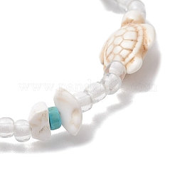 Synthetic Turquoise & Magnesite Beads Stretch Bracelets&nbsp;BJEW-JB11672