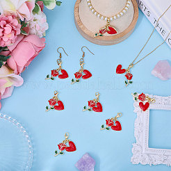 Heart & Rose Alloy Enamel Pendant Decoratios&nbsp;HJEW-CA00043