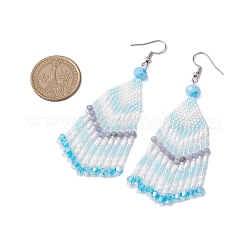 Glass Seed Beaded Tassel Dangle Earrings for Women&nbsp;EJEW-MZ00202