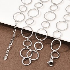 304 Stainless Steel 8MM and 12MM Ring Link Chain Necklaces&nbsp;NJEW-P343-02B-P