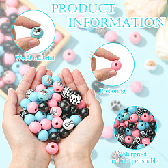 DIY Round Wood Beads & Jute Cord Pendant Decoration Making Kits&nbsp;DIY-YW0010-83