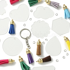 DIY Acrylic Disc Tassel Keychain Making Kits&nbsp;DIY-FS0006-01B