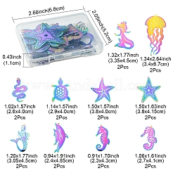 20Pcs 10 Styles Ion Plating(IP) 201 Stainless Steel Etched Metal Embellishments Pendants&nbsp;STAS-FS0001-52