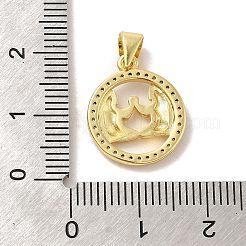 Zodiac Theme Brass Micro Pave Cubic Zirconia Pendants&nbsp;KK-M273-05E-G