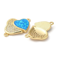 Rack Plating Brass Micro Pave Clear Cubic Zirconia Connector Charms&nbsp;KK-P268-20G-04