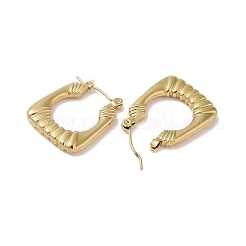 Rectangle 201 Stainless Steel Half Hoop Earrings for Women&nbsp;EJEW-G385-08G