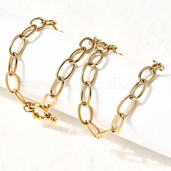 304 Stainless Steel Cable Chain Necklaces with Spring Ring Clasps for Women&nbsp;NJEW-Z091-09G