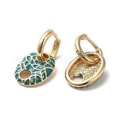 Oval Real 18K Gold Plated Brass Dangle Hoop Earrings&nbsp;EJEW-L268-007G-01