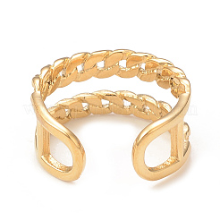 Ion Plating(IP) 304 Stainless Steel Curb Chains Shape Open Cuff Ring&nbsp;RJEW-I096-04G