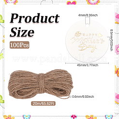 100Pcs Mother's Day Flat Round Gold Stamp Word Happy Mother' Day Hanging Tag&nbsp;DIY-SP0003-88A