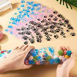 60Pcs 3 Colors Rectangle OPP Cellophane Paw Print Printed Candy Storage Bags&nbsp;ABAG-TA0001-74