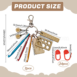 Aluminum & Wood Crochet Hook Keychain and Plastic Locking Stitch Markers&nbsp;KEYC-FG00001