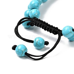 Round Synthetic Turquoise(Dyed) & Mixed Stone Braided Bead Bracelet for Girl Wome&nbsp;BJEW-JB06961-03