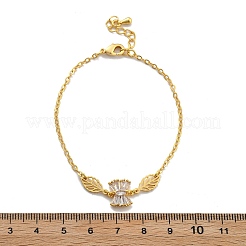 Brass Micro Pave Clear Cubic Zirconia Link Bracelets&nbsp;BJEW-U020-12G