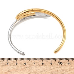 Two Tone 304 Stainless Steel Cuff Bangles for Women&nbsp;BJEW-F540-01GP