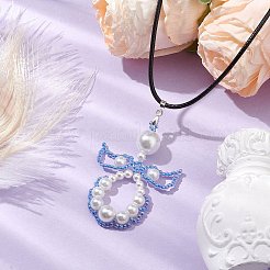 Glass Seed Beads & Shell Pearl Angel Pendant Necklaces&nbsp;NJEW-MZ00051-02