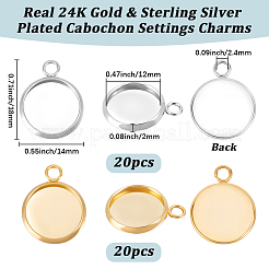 40Pcs 2 Styles 304 Stainless Steel Pendant Cabochon Settings&nbsp;STAS-BBC0010-69