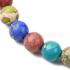 Natural Imperial Jasper Round Beaded Stretch Bracelets for Men Women&nbsp;BJEW-JB12570-01
