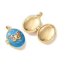 Brass Enamel Photo Locket Pendants&nbsp;KK-K305-20G