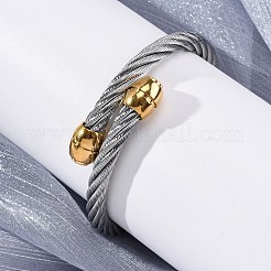 304 Stainless Steel Torque Bangles for Women&nbsp;BJEW-P310-25GP01