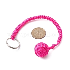 Outdoor Polyester & Spandex Cord Ropes Braided Wood Ball Keychains&nbsp;KEYC-JKC00570