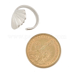 Leaf 304 Stainless Steel Open Cuff Rings for Women&nbsp;RJEW-G338-06P