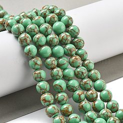 Synthetic Gold Line Turquoise Beads Strands&nbsp;G-A255-A03-01B