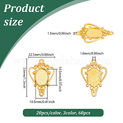60Pcs 3 Colors Alloy Cabochon Connector Settings&nbsp;FIND-UN0006-89