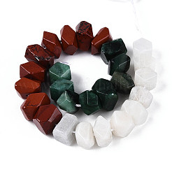 Natural Fuchsite & Red Jasper & Rainbow Moonstone Beads Strands&nbsp;G-T144-16B-01
