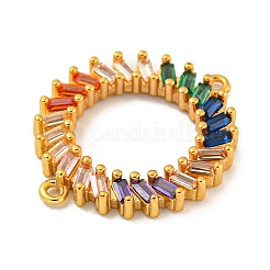 Brass Pave Colorful Glass Connector Charms&nbsp;KK-G493-19G