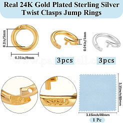 6Pcs 2 Colors 925 Sterling Silver Locking Jump Ring&nbsp;STER-BBC0008-70B-G