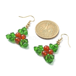 Natural Carnelian Holly Leaf Dangle Earrings&nbsp;EJEW-TA00245