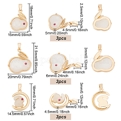 9Pcs 3 Style Real 18K Gold Plated Brass Micro Pave Cubic Zirconia Pendants&nbsp;KK-BC0010-46